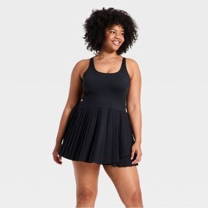 All in Motion Black Pleated Active Dress NEW WITH TAGS